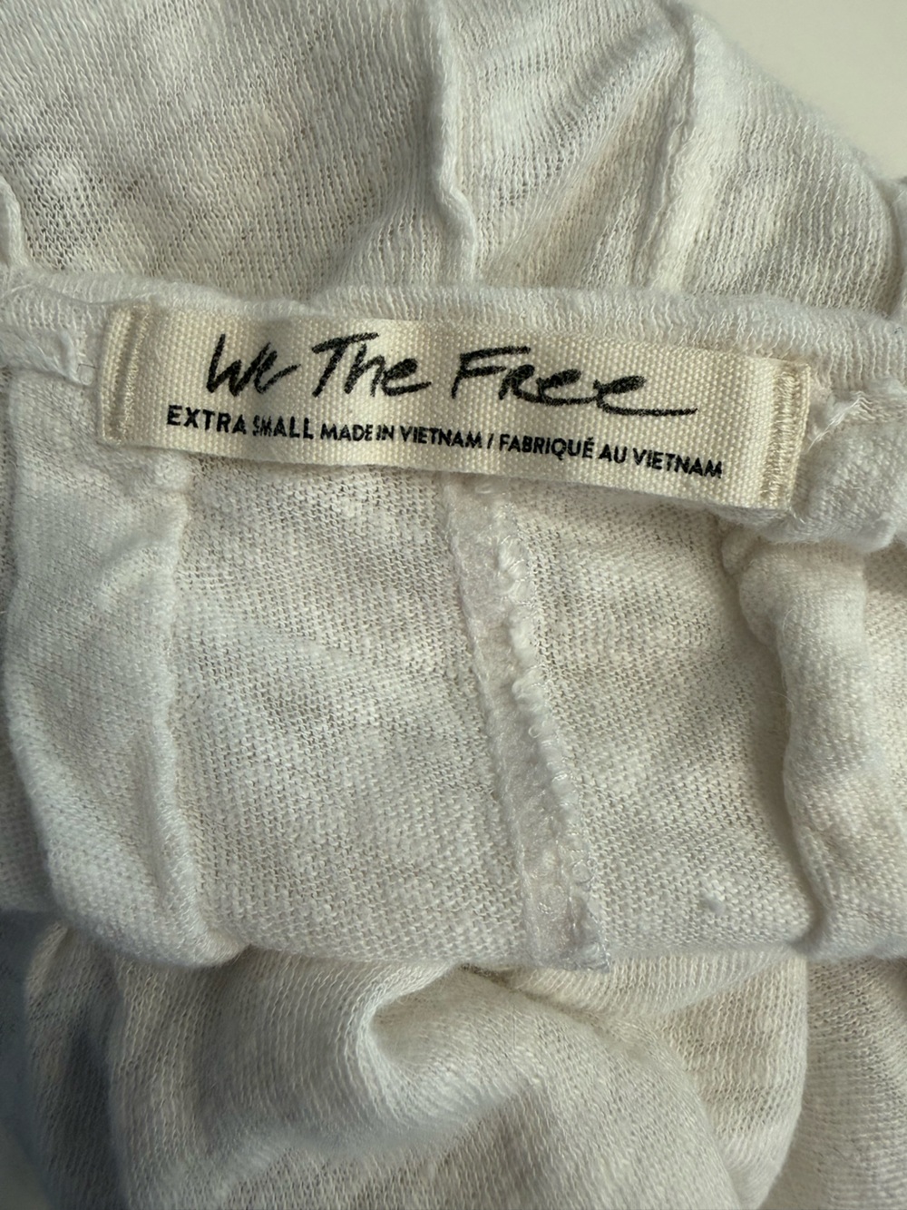 Free people We the Free Linen Cotton Top XS Boho Raw Hem V-Neck Oversized White - Picture 3 of 8